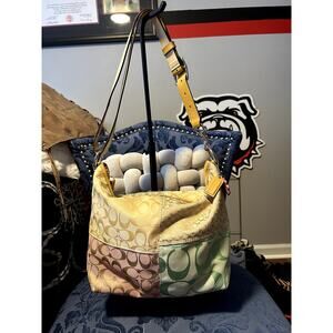 Coach Y2K Pink Yellow Purple Green Patchwork Hobo